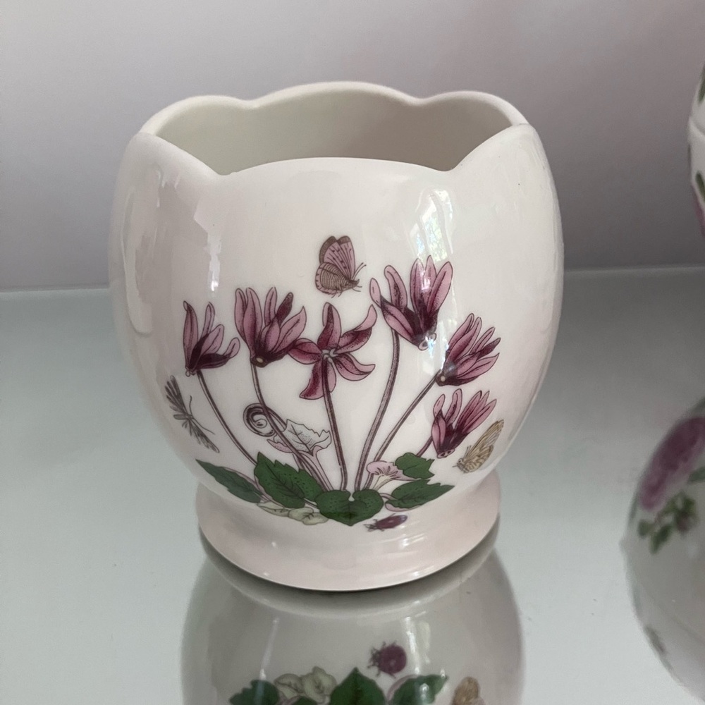 portmeirion botanic garden candle holder open sugar bowl purple flower